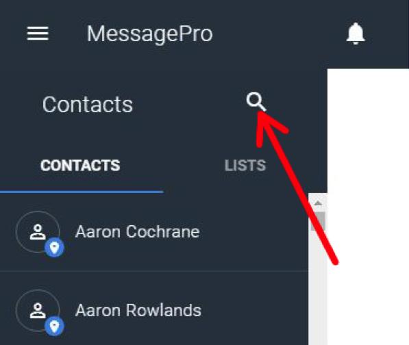 Click on the Search icon and type in the name of the contact you want to edit/delete.