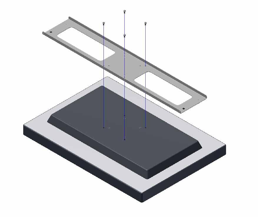 Return the Monitor Mount (now with monitor attached) to its original position on the cabinet. [B] Adjust the monitor depth so that the front of the monitor is 1/4 back from the front of the enclosure.