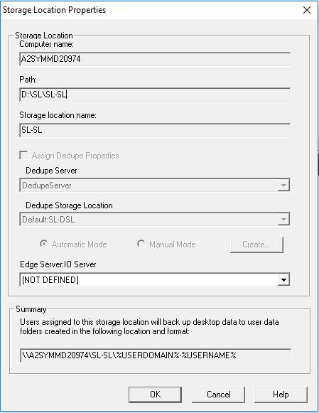 Contents was specified earlier, and the Dedupe Storage Location will be assigned to the default Dedupe Storage Pool.