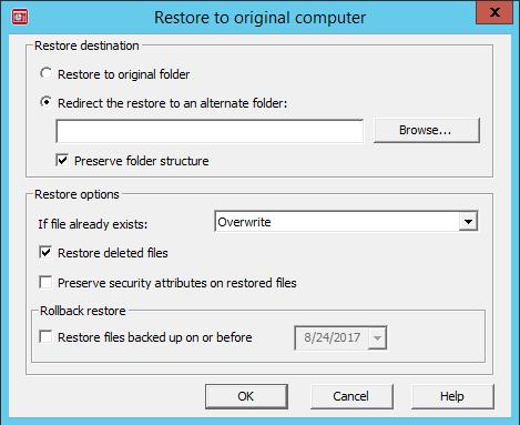 Traverse to the required folder, select the files right click and select Restore to Original Computer, below