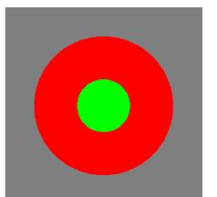 Green Sphere in front of Red Sphere Ambient Ligh