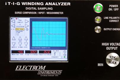 Functions & Specifications for the Electrom itig Series Winding Analyzer FUNCTIONALITY: Surge test Two Surge Generators - more sensitive fault detection than with one channel Line frequency (50/60Hz)