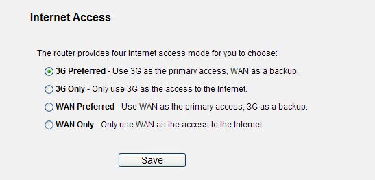 8 The Network menu 5.5.1 Internet Access Choose menu Network Internet Access, you can configure the access mode on the screen below.