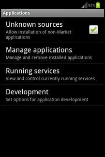 1.12.2 Android 2.x devices unknown sources path Prior to the installation of the MDM Client for Android 2.