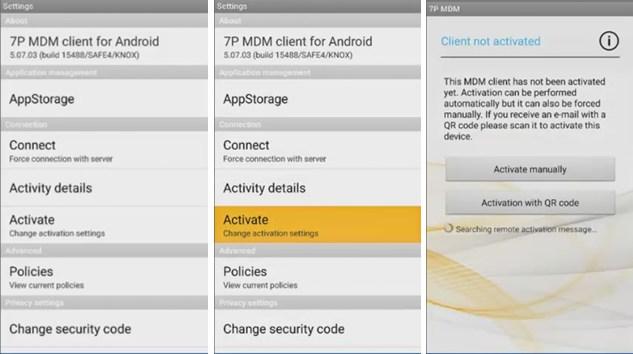 4.6.3 Connection Activate The general method for MDM client activation is with an encoded SMS message deployed to the user's device on initial configuration. Figure 45 MDM client activation methods.