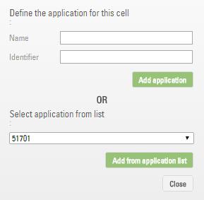 5.6 Adding an application to an individual cell location With the Application List configuration template displayed, and with the Kiosk List (Knox standard) radio button selected, and then when