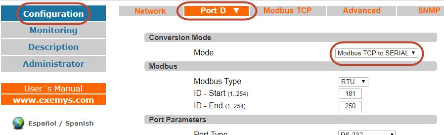 This feature allows you to connect a Modbus Master, for example a SCADA, to an ENRON Modbus slave, without the need to use