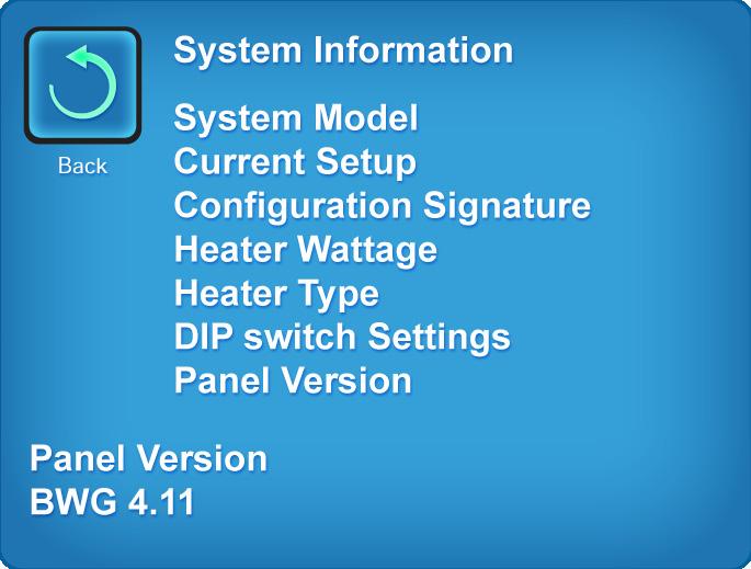 Determine Software Version (Topside panels with Menu GUI) Home Screen Begin