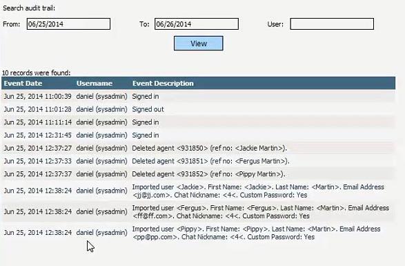 REPORTS Audit Trail The Audit trail search feature allows you to search and view a list of actions performed in the Admin Portal between specified dates.
