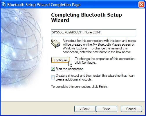 The following dialog appears: 7. Click Configure to select the COM port on your PC.