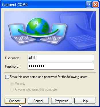 The following dialog appears: 5. Enter the user name and password and then click Connect.