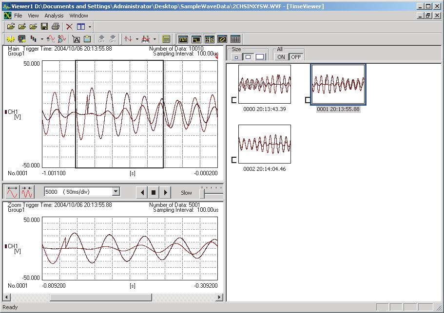 2.4 Displaying Waveforms in the History View Procedure Displaying Waveforms in the History View Click the or window.