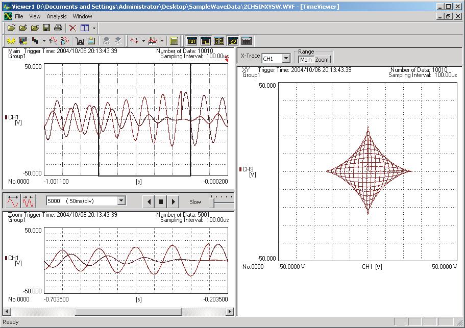 2.5 Displaying a Waveform in the X-Y View Procedure Displaying a Waveform in the X-Y View Click the window.