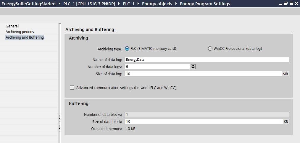 5.5 Archiving the energy data 5.5.2 Archiving via SIMATIC memory card The table below shows how to set the SIMATIC memory card as archiving type. Table 5-16 1.