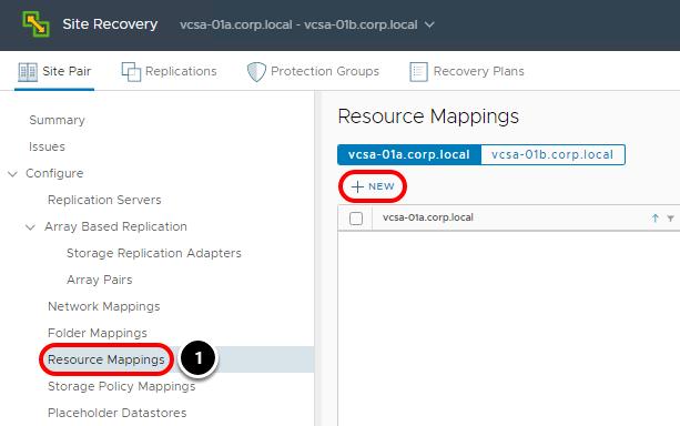 Configure Resource Mappings In this section, you will create resource mapping for the SRM configuration.