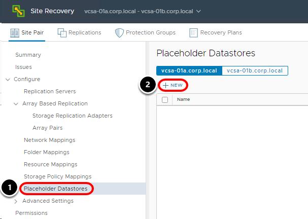 Configure Placeholder Datastore You will now add the datastore configuration for the SRM configuration.