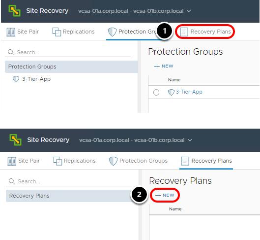 Create Recovery Plan In this section, we will create recovery plans for failing over the 3-Tier Application from Protected site to Recovery site.