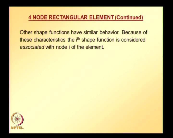 (Refer Slide Time: 18:46) So, other shape functions have similar behavior, because of these characteristics the i eth shape function is considered associated