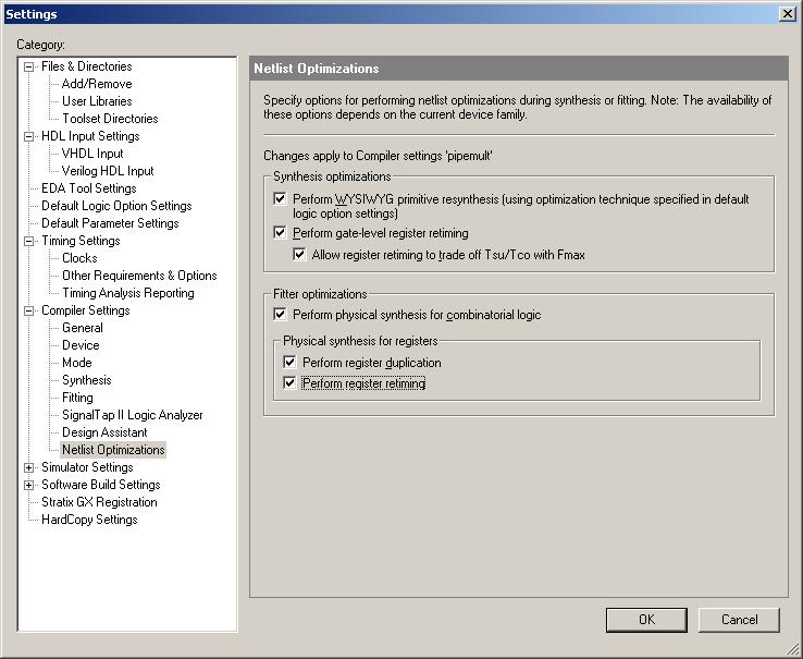 Figure 2. Netlist Optimizations Page of the Settings Dialog Box A two-pass optimization is also available from the command line.