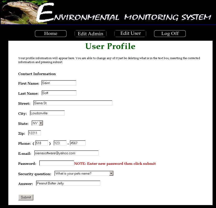 Administrator Edit User Screen The Administrator Edit User Screen allows for any change of