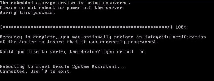 The system then reboots and launches the Oracle System Assistant application.