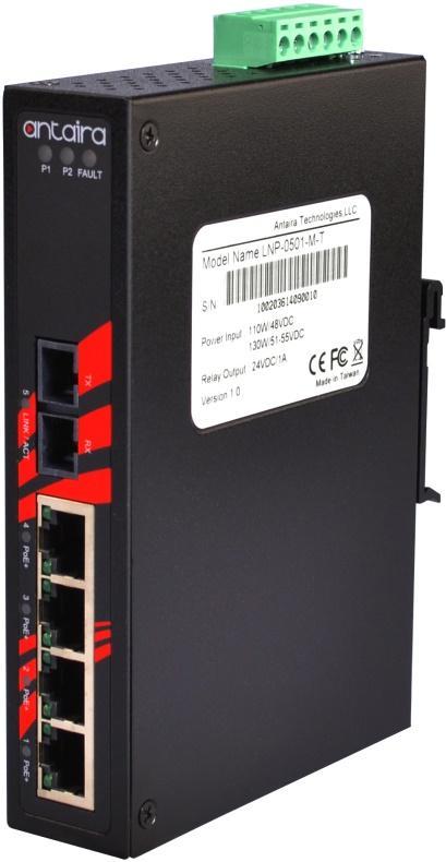 LNP-0501 Series 5-Port Industrial PoE+ Unmanaged Ethernet
