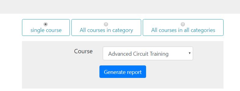 Simply select the Course you want the report for from