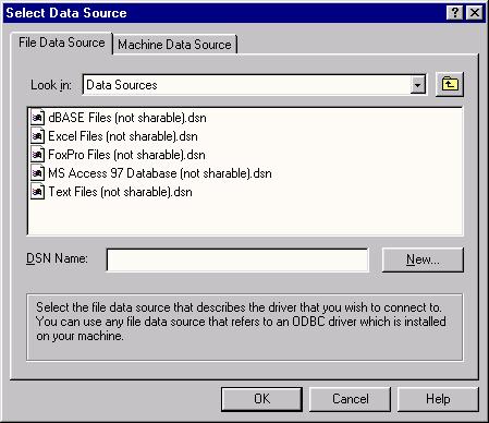 SYSCON 6.3 - User s Manual Figure 4.29. Select Data Source Dialog Box Or you can also use the Machine Data Source tab. The Machine Data Source is specific to the machine and cannot be shared.
