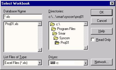 Communication Figure 4.31. Select Workbook Dialog Box Select the folder where the data file is and double-click the workbook icon. The project configuration will be saved to the workbook file.