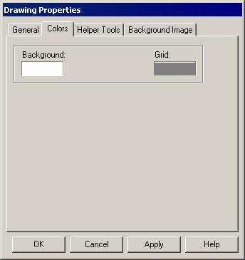 Properties Figure 8.3. Drawing Properties Dialog Box: Colors Tab Click the Background rectangle to open the Color box. Select the background color at the palette and click Ok.