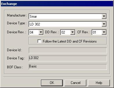 SYSCON 6.3 - User s Manual Figure 3.31. Device Exchange Dialog Box You can change the Manufacturer, the Device Type and the Device Revision. Edit the attributes and click Ok.