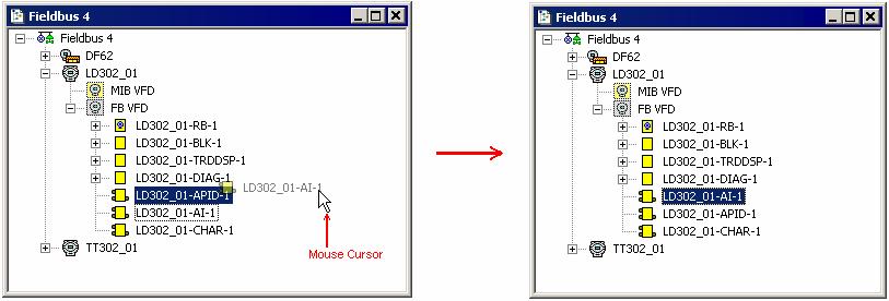 SYSCON 6.3 - User s Manual Figure 3.44. Ordering Blocks at the Fieldbus Window Block Off Line Characterization You can configure the value of the parameters in the Characterization dialog box.