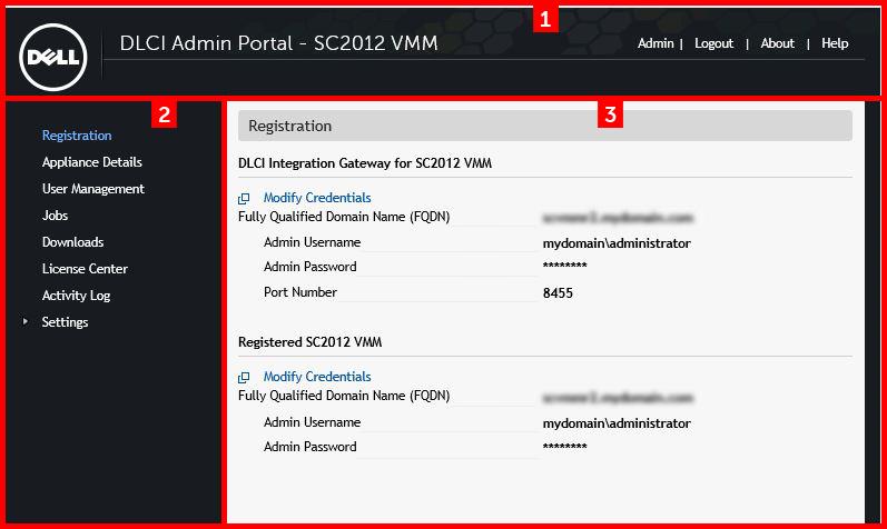 Figure 1. DLCI admin portal SC2012 VMM 1.