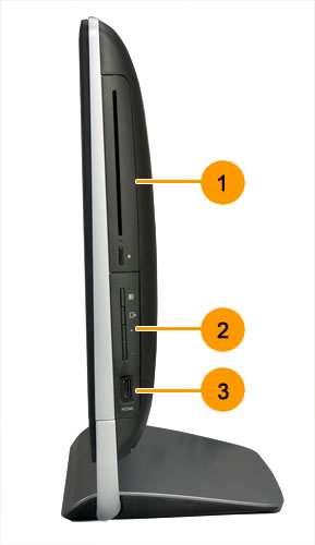 1 - Optical disc drive 2 - Monitor controls 3 - HDMI In port Power Supply External 150W Total wattage: 150W