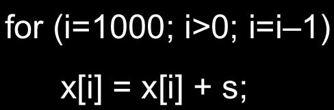 double 1 0 Integer op Integer op 1 0 FP Loop: Where are the Hazards? First translate into MIPS code: -To simplify, assume 8 is lowest address for (i=1000; i>0; i=i 1) x[i] = x[i] + s; Loop: L.