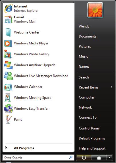 www.gateway.com Using the Start menu Help For more information about the Windows Start menu, click Start, then click Help and Support. Type Windows Start menu in the Search Help box, then press ENTER.