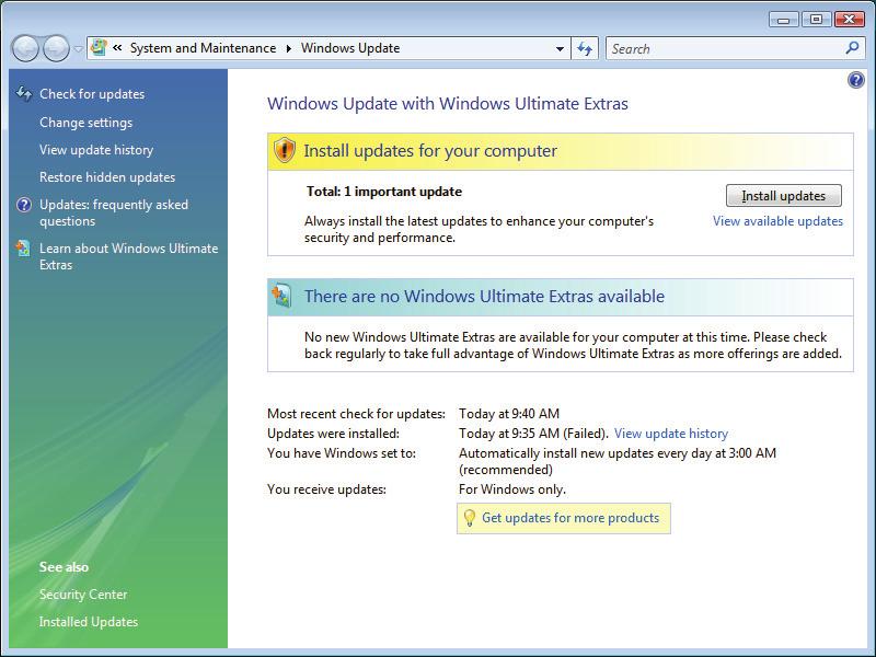 www.gateway.com Security updates Windows Update To keep your notebook secure, you need to keep Windows and your notebook s system software up to date.