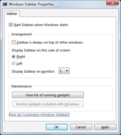 CHAPTER 7: Customizing Windows Using a gadget s control panel Some gadgets have built-in control panels that you can use to control their behavior.