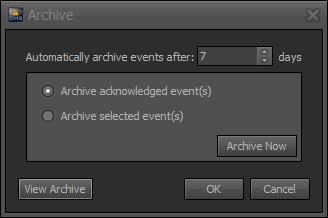 49 Client Workstation Software Event Archive The Event Manager allows you to archive events for later viewing in the Event Archive.