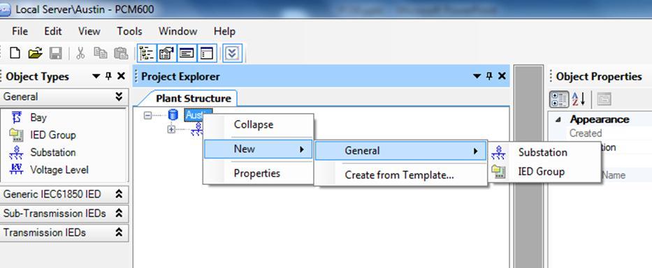 NOTE: When you have created a project, always export the project to a separate backup storage. 1. Start PCM600. 2. Select FILE>NEW PROJECT in the menu bar. The CREATE NEW PROJECT screen appears. 3.