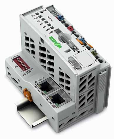 70-0 PLC PFC00 Controller PFC00 CS 2ETH Address IP-Adresse 2 3 4 6 7 0: SW/DHCP 2: DHCP SYS RUN I/O MS NS USR μsd 70-0 RST 0 02 A B 24V 0V + + Marking area Status voltage supply -System -Power jumper