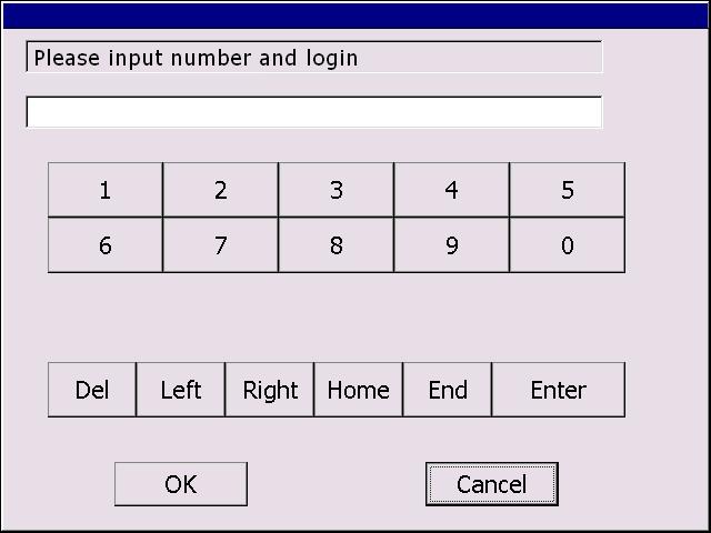 [11-Login procedure] To perform adaptation in some group, login will be needed first. Just click on the button [11-Login procedure], input the code number and then click on [OK].