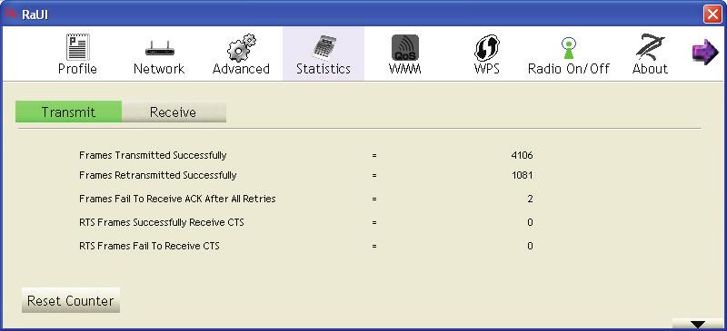 2-5 View Network Statistics The configuration utility provides information about network statistics and link status.