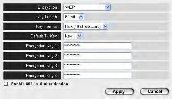 2-7-2 WEP WEP (Wired Equivalent Privacy) is a common encryption mode, safe enough for home and personal use.