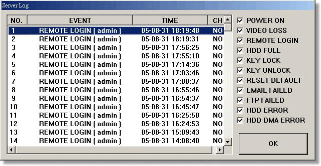 All the alarm triggered files will be listed systematically for easily search. General You can get the information of firmware version in the window.