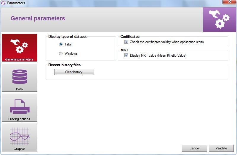 12 Datalogger parameters 12.1 General parameters Click on the menu "Tools" then on "Preferences" or on "Options" from the homepage of the software.