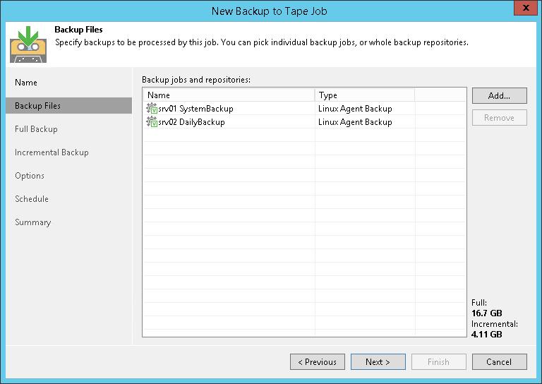 Archiving Veeam Agent Backups to Tape You can configure backup to tape jobs to archive Veeam Agent for Linux backups to tape.