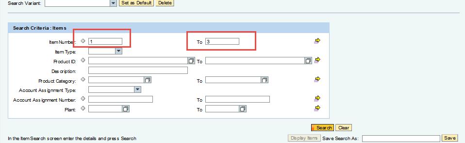 The buyer can work on selected lines by entering the line item number in the Search Criteria Items. The items requested will be available for editing.