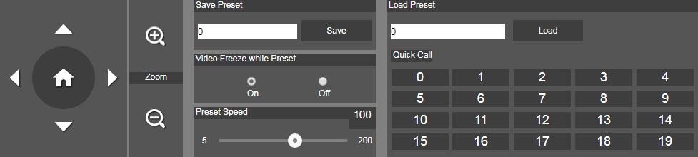 Preset Setup preset position and view preset position. 1. Select the Preset tab in live view interface. 2. Use,,, and to adjust camera view position. 3.