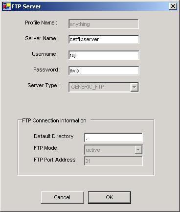 4. Eter the followig setup iformatio for the FTP server you are cofigurig: FTP Server cofiguratio Settig Profile Name Server Name Userame Password Server Type Descriptio Displays the ame of this